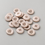 Resin Buttons, 4-Hole, Flat Round, Snow, 15x3.5mm, Hole: 1.6mm(BUTT-WH20005-03B)