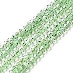 Transparent Electroplate Glass Beads Strands, AB Color Plated, Faceted Bicone, Light Green, 4.5x4mm, Hole: 0.8~1mm, , about 75~78pcs/strand, 28~29cm(EGLA-S056-4mm-16)