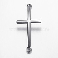 304 Stainless Steel Links connectors, Sideways Cross, Stainless Steel Color, 49x22x2.5mm, Hole: 3mm(STAS-E136-26)