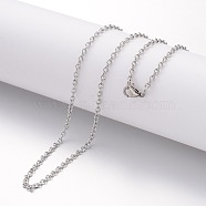 304 Stainless Steel Necklace, Cable Chains, with Lobster Clasps, Stainless Steel Color, 23.6 inch(600mm), 2.3mm(MAK-G004-02P)