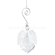 Teardrop Glass Hanging Suncatcher Pendant Decoration, Crystal Ceiling Chandelier Ball Prism Pendants, with Stainless Steel Findings, Wing, 350mm(DJEW-PW0008-04C)