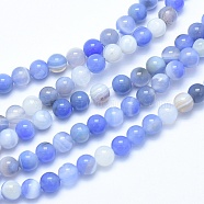 Natural Blue Chalcedony Beads Strands, Dyed, Round, 6mm, Hole: 1.2mm, about 63pcs/strand, 14.9 inch(38cm)(G-G765-30-6mm)