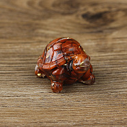 Resin Home Display Decorations, with Natural Red Jasper Chips and Gold Foil Inside, Tortoise, 50x30x27mm(G-PW0005-10I)