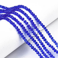 Glass Beads Strands, Faceted, Rondelle, Royal Blue, 4x3mm, Hole: 0.4mm, about 123~127pcs/strand, 16.5~16.9 inch(42~43cm)(EGLA-A034-T4mm-D31)