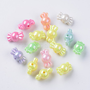 Opaque Acrylic Beads, AB Color Plated, Candy, Mixed Color, 9x16.5x9mm, Hole: 1.8~3mm(X-MACR-Q239-009)