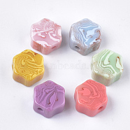 Resin Beads, Imitation Gemstone, Hexagon, Mixed Color, 16x17.5x9.5mm, Hole: 3mm(RESI-S377-30)