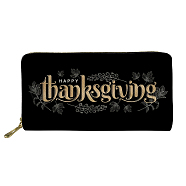 Thanksgiving Day Theme Imitation Leather Coin Purse for Women, Wallet with Zipper, Clutch Bag, Word, 20x25x2.5cm(THXG-PW0001-100E)