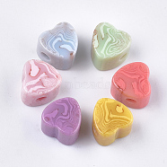 Resin Beads, Imitation Gemstone, Heart, Mixed Color, 17x17x10mm, Hole: 3mm(X-RESI-S377-28B)