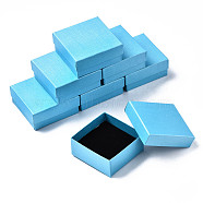 Cardboard Jewelry Boxes, for Ring, Earring, Necklace, with Sponge Inside, Square, Light Sky Blue, 7.4x7.4x3.2cm(CBOX-S018-08A)