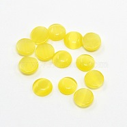 Cat Eye Cabochons, Half Round/Dome, Yellow, 6x3mm(CE040-6-16)