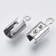 Stainless Steel Column Cord Ends, Stainless Steel Color, Fit for 1mm Rhinestone, 12.5x5x5mm, Hole: 1mm(STAS-Q180-01)