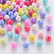 Opaque Acrylic Beads, Faceted, Dyed, AB Color, Round, Mixed Color, 6x5.5mm, Hole: 1.4mm, about 4160pcs/500g(TACR-S154-11F)