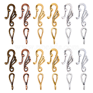 Tibetan Style Alloy Hook and Eye Clasps, Mixed Color, Toggle: 25x12mm, Bar: 16mm, Hole: 3mm, 6 colors, 20sets/color, 120sets/box(TIBE-CA0001-03)
