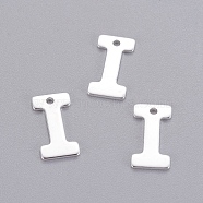 201 Stainless Steel Charms, Letter, Silver Color Plated, Letter.I, 11x5.5x0.7mm, Hole: 1mm(STAS-L232-007I)