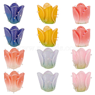 BENECREAT 12Pcs 6 Colors Plastic Beads, Flower, Mixed Color, 13~15x13.5~15x13.5~15mm, Hole: 0.8mm, 2pcs/color(KY-BC0001-27)