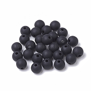 Opaque Acrylic Beads, Frosted, Round, Black, 8mm, Hole: 2mm(X-MACR-Q169-113)