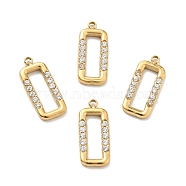Ion Plating(IP) 304 Stainless Steel, with Clear Cubic Zirconia, Hollow, Rectangle, Golden, 14.5x6x1.4mm, Hole: 1.2mm(STAS-G030-18G)
