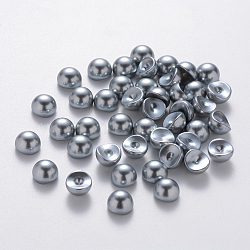 Half Round ABS Plastic Imitation Pearl Cabochons, DIY loosed Beads Cabochons for Face Beauty Makeup Nail Art Craft DIY Phone Making, High Luster, Gray, 6x4mm(MRMJ-Q092-6mm-D01)
