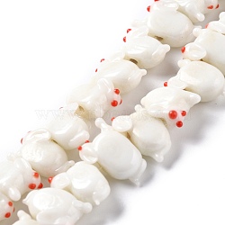 Handmade Lampwork Beads, Bumpy, Rabbit, White, 18~22x8~9x11~14mm, Hole: 1.8~2mm, about 30pcs/strand, 13.39 inch(34cm)(LAMP-F020-22)