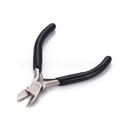 Carbon Steel Jewelry Pliers, Side Cutting Pliers, Side Cutter, Ferronickel, with Plastic Handle, Black, 10.5x8.2x0.9cm(PT-F003-03)