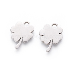 201 Stainless Steel Pendants, Manual Polishing, Clover, Stainless Steel Color, 16x12x1.5mm, Hole: 2mm(STAS-F231-043P)