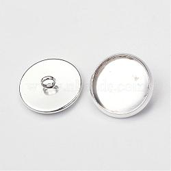 Brass Bead Cap Bails, Flat Round, Silver Color Plated, Tray: 12mm, 14x5mm, Hole: 2mm(MAK-Q009-23S-12mm)