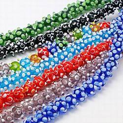 Handmade Bumpy Lampwork Beads Strands, Round, Mixed Color, 12~14mm, Hole: 1mm, about 14pcs/strand, 5.5 inch(LAMP-G050-M)