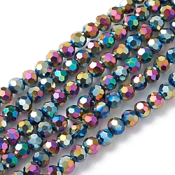 Electroplate Glass Beads Strands, Faceted, Rondelle, Colorful, 4x4mm, Hole: 0.9mm, about 95pcs/strand, 14.41''(36.6cm)(EGLA-K015-10E)