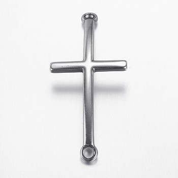 304 Stainless Steel Links connectors, Sideways Cross, Stainless Steel Color, 49x22x2.5mm, Hole: 3mm