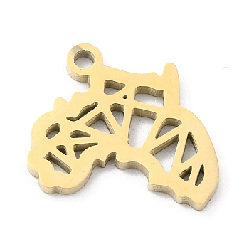 Ion Plating(IP) 304 Stainless Steel Pendants, Manual Polishing, Hollow, Map of Africa, Golden, 14x16x1mm, Hole: 1.6mm