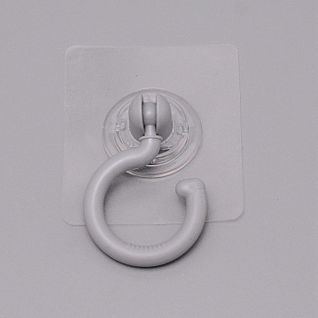 Plastic Rotate Hook Hangers, with Adhesive Stickers, Light Grey, 105x75x27mm