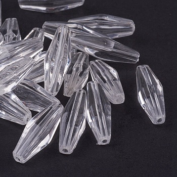 Transparent Acrylic Beads, Clear, Rice, 24mm long, 8mm wide, hole: 2mm