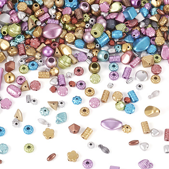 100G Opaque Acrylic Beads, Mixed Shapes, Mixed Color, 6~28x6~13x3~28mm, Hole: 1.6~4mm