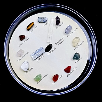 Natural Gemstones Nuggets Collections, Energy Stone Clock Display Decoration, for Earth Science Teaching, Box: 110x110x15mm, Gemstone: 6~15mm & 20~50mm, 15pcs/box
