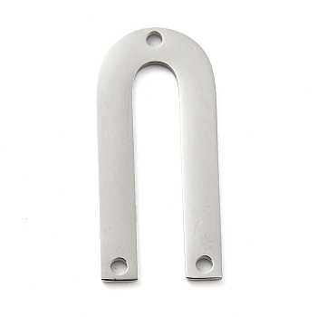 304 Stainless Steel Chandelier Component Links, Laser Cut, Arch Shape, Stainless Steel Color, 25x11.5x1mm, Hole: 1.4mm