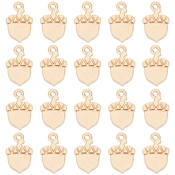 20Pcs Brass Charms, Real 18K Gold Plated, Acorn, Real 18K Gold Plated, 10x6x1mm, Hole: 1mm