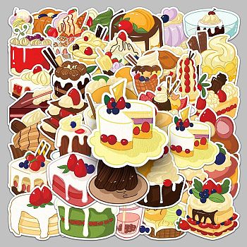 50Pcs Dessert PVC Self-Adhesive Stickers, Waterproof Decals, for DIY Albums Diary, Laptop Decoration Cartoon Scrapbooking, Mixed Color, 55~85mm