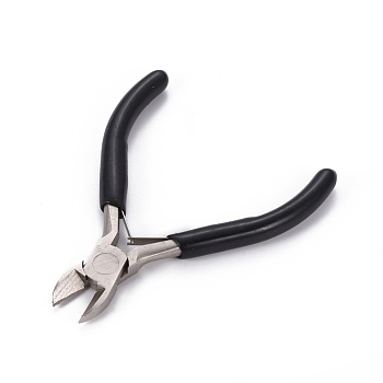 Carbon Steel Jewelry Pliers, Side Cutting Pliers, Side Cutter, Ferronickel, with Plastic Handle, Black, 10.5x8.2x0.9cm