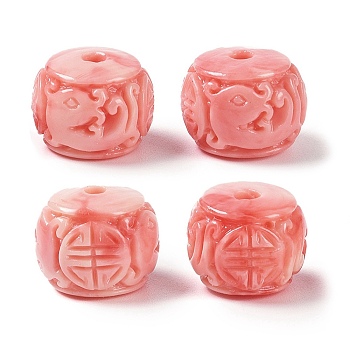 Synthetic Shell Dyed Carved Beads, Column, Light Coral, 11.5x9mm, Hole: 1.8mm