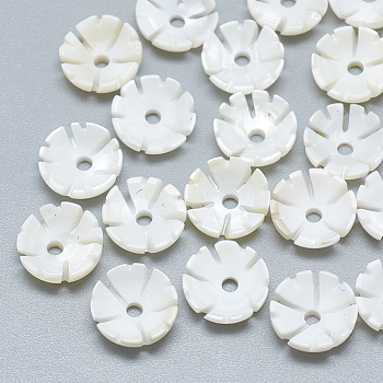 Freshwater Shell Beads, Flower, Seashell Color, 9x3mm, Hole: 1.5mm