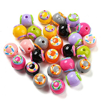 Opaque Acrylic Beads, with Enamel, Round, Mixed Color, 16mm