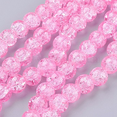 10mm HotPink Round Crackle Glass Beads