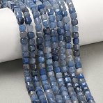 Natural Blue Aventurine Beads Strands, Faceted Table Cut Cube, Dyed & Heated, 5.5~6x5.5~6x5~5.5mm, Hole: 1mm, about 73pcs/strand, 14.96''(38cm)(G-F797-A24-01)