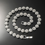 Hip-Hop Alloy Full Crystal Rhinestone Flat Round Tennis Necklaces for Men, Silver, 19.69 inch(50cm)(FS-WGB0AA6-04)