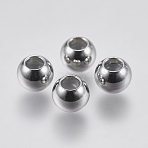 201 Stainless Steel Beads, with Rubber Inside, Slider Beads, Rondelle, Stainless Steel Color, 6x5mm, Hole: 1.5mm(STAS-F195-007P-6mm)