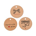 100Pcs Paper Word Printed Gift Tags, Round, BurlyWood, 3x0.04cm(CDIS-H007-03A)