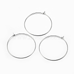 316 Surgical Stainless Steel Hoop Earrings Findings, Wine Glass Charms Findings, Stainless Steel Color, 43.5x39.5x0.7mm, 21 Gauge(STAS-F149-32P-D)