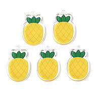 Translucent Acrylic Pendants, Double-Faced Printed, Pineapple, Gold, 27x18x2mm, Hole: 2mm(X-TACR-N013-015)