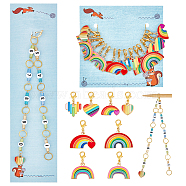 Knitting Row Counter Chains & Locking Stitch Markers Kits, with Rainbow & Heart Alloy Enamel Pendant and Acrylic Beads, Mixed Color, 2.5~31.4cm, 17pcs/set(HJEW-AB00512)