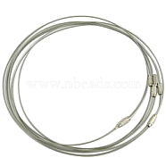 Steel Wire Bracelet Making, with Alloy Clasp, Gray, Size: about 1mm thick, 62mm inner diameter(X-TWIR-A001-5)